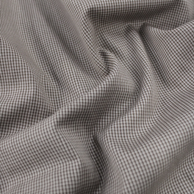 Tecido Camisaria Tricoline Fio 60 - Alexandria 337 Xadrez P Marrom - Fundo Caramelo - 100% Algodão - Milfios Tecidos