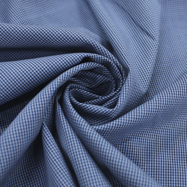 Tecido Camisaria Tricoline Fio 60 - Alexandria 338 Xadrez P Marinho - Fundo Royal - 100% Algodão - Milfios Tecidos