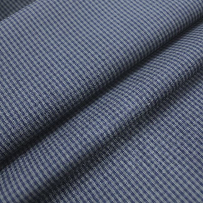 Tecido para camisaria tricoline fio 60 Alexandria 335 xadrez P marinho com fundo cinza, 100% algodão