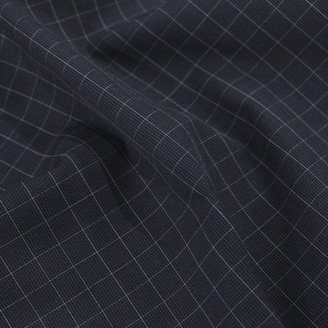 Tecido Camisaria Tricoline Fio 60 - Alexandria 339 Grid Médio Branco - Fundo Preto - 100% Algodão - Milfios Tecidos