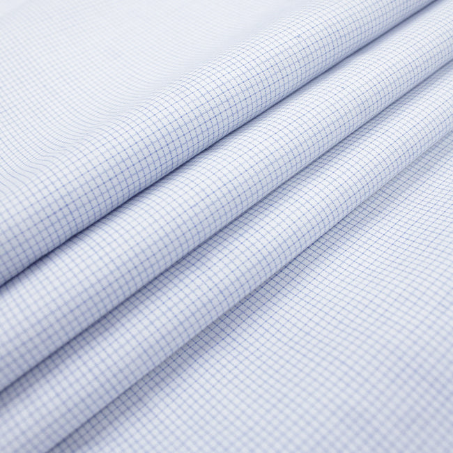 Tecido Camisaria Tricoline Fio 60 - Alexandria 334 Xadrez P Marinho - Fundo Branco - 100% Algodão - Milfios Tecidos