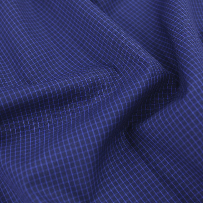 Tecido Camisaria Tricoline Fio 60 - Alexandria 340 Xadrez M Royal - Fundo Marinho - 100% Algodão - Milfios Tecidos