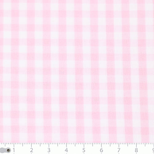 Tecido Camisaria Tricoline Fio 40 - Fio Tinto - Vichy Xadrez G - Rosa - 100% Algodão  - Milfios Tecidos