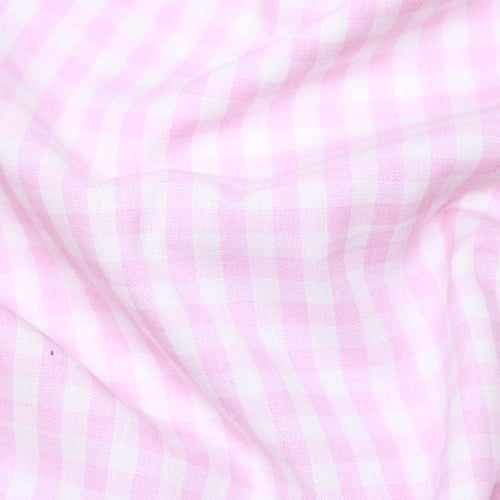 Tecido Camisaria Tricoline Fio 40 - Fio Tinto - Vichy Xadrez G - Rosa - 100% Algodão  - Milfios Tecidos
