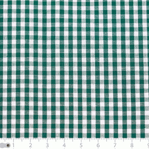 Tecido Camisaria Tricoline Fio 40 - Fio Tinto - Vichy Xadrez M - Verde - 100% Algodão   - Milfios Tecidos