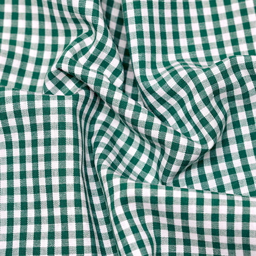 Tecido Camisaria Tricoline Fio 40 - Fio Tinto - Vichy Xadrez M - Verde - 100% Algodão   - Milfios Tecidos