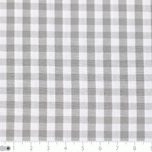 Tecido Camisaria Tricoline Fio 40 - Fio Tinto - Vichy Xadrez G - Cinza - 100% Algodão  - Milfios Tecidos