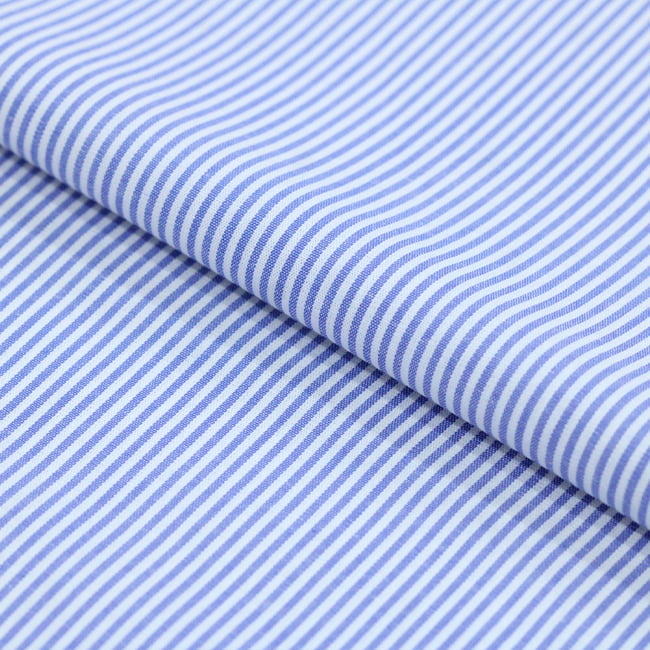 Tecido Camisaria Tricoline Fio 40 - Fio Tinto Listra P - Azul Royal - 100% Algodão     - Milfios Tecidos