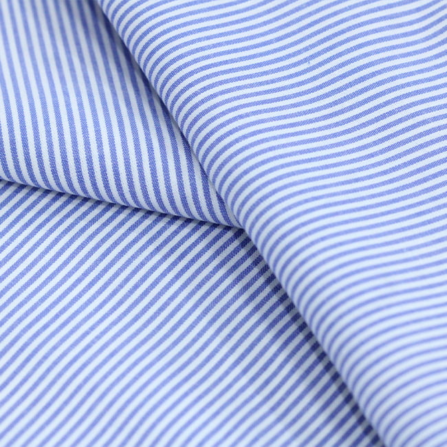 Tecido Camisaria Tricoline Fio 40 - Fio Tinto Listra P - Azul Royal - 100% Algodão     - Milfios Tecidos