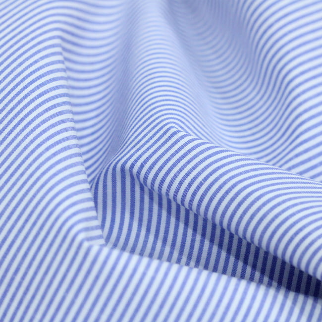 Tecido Camisaria Tricoline Fio 40 - Fio Tinto Listra P - Azul Royal - 100% Algodão     - Milfios Tecidos