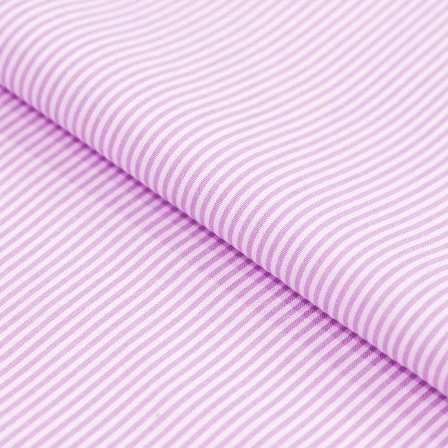 Tecido Camisaria Tricoline Fio 40 - Fio Tinto Listra P - Lilás - 100% Algodão     - Milfios Tecidos