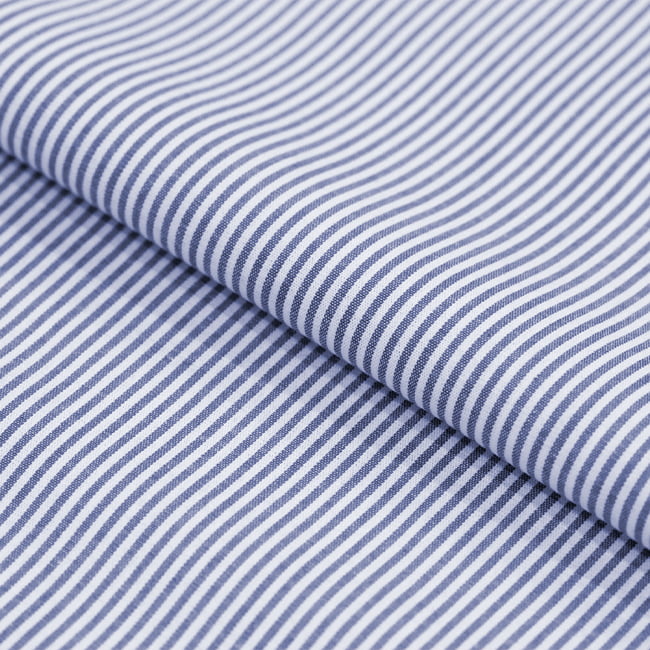 Tecido Camisaria Tricoline Fio 40 - Fio Tinto Listra P - Marinho - 100% Algodão     - Milfios Tecidos