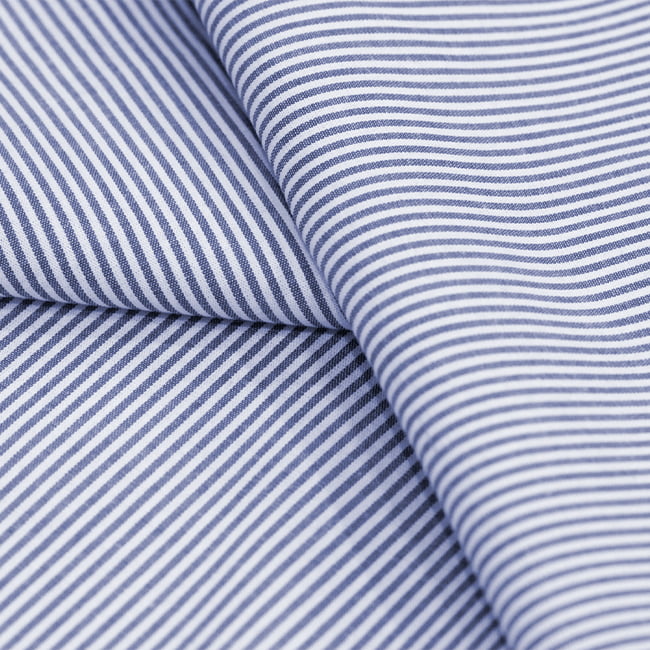 Tecido Camisaria Tricoline Fio 40 - Fio Tinto Listra P - Marinho - 100% Algodão     - Milfios Tecidos