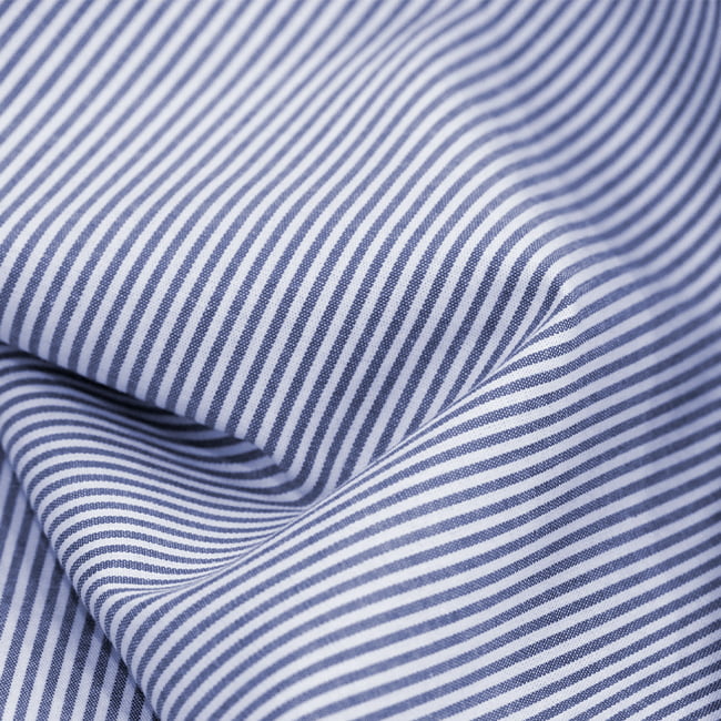 Tecido Camisaria Tricoline Fio 40 - Fio Tinto Listra P - Marinho - 100% Algodão     - Milfios Tecidos