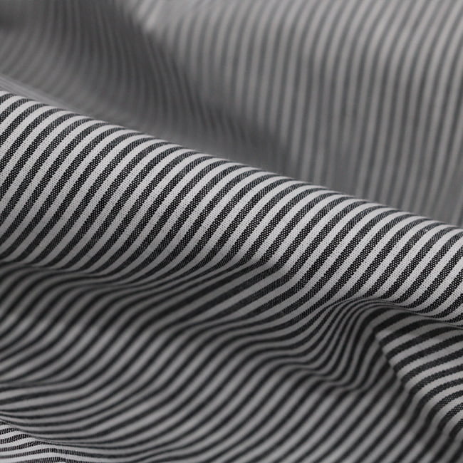 Tecido Camisaria Tricoline Fio 40 - Fio Tinto Listra P - Preto - 100% Algodão      - Milfios Tecidos