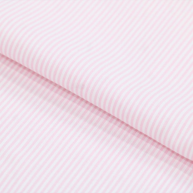 Tecido Camisaria Tricoline Fio 40 - Fio Tinto Listra P - Rosa - 100% Algodão     - Milfios Tecidos