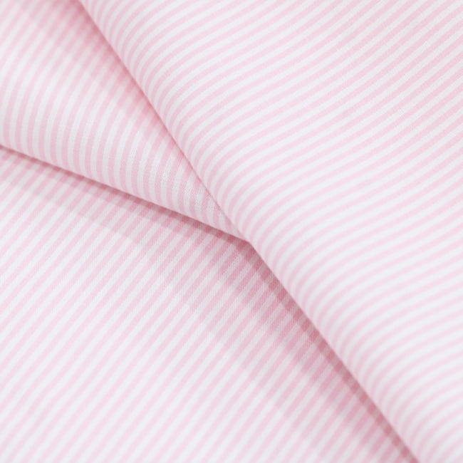 Tecido Camisaria Tricoline Fio 40 - Fio Tinto Listra P - Rosa - 100% Algodão     - Milfios Tecidos