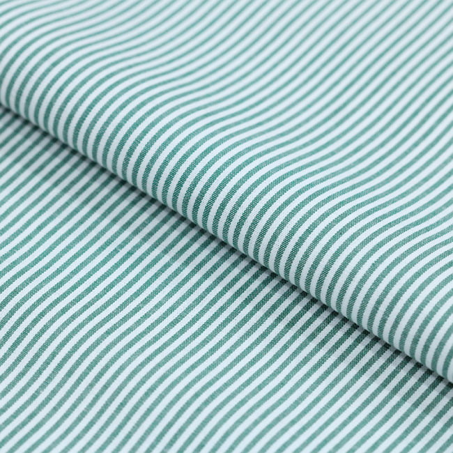 Tecido Camisaria Tricoline Fio 40 - Fio Tinto Listra P - Verde  - 100% Algodão    - Milfios Tecidos