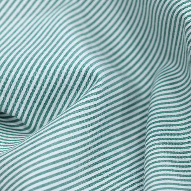 Tecido Camisaria Tricoline Fio 40 - Fio Tinto Listra P - Verde  - 100% Algodão    - Milfios Tecidos