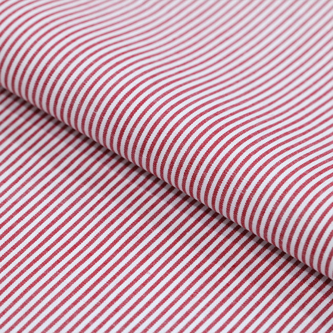 Tecido Camisaria Tricoline Fio 40 - Fio Tinto Listra P - Vermelho - 100% Algodão      - Milfios Tecidos
