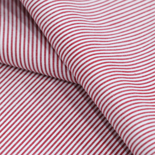 Tecido Camisaria Tricoline Fio 40 - Fio Tinto Listra P - Vermelho - 100% Algodão      - Milfios Tecidos