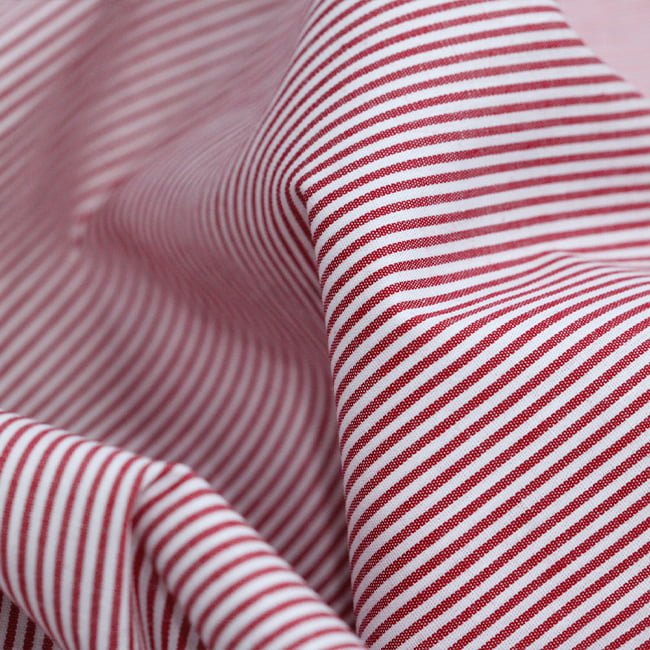 Tecido Camisaria Tricoline Fio 40 - Fio Tinto Listra P - Vermelho - 100% Algodão      - Milfios Tecidos