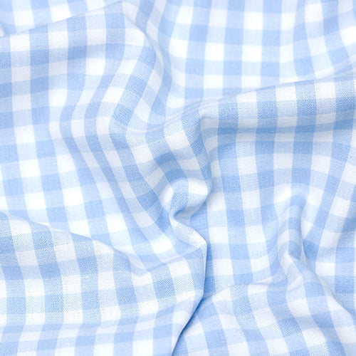 Tecido Camisaria Tricoline Fio 40 - Fio Tinto - Vichy Xadrez G - Azul Claro - 100% Algodão - Milfios Tecidos