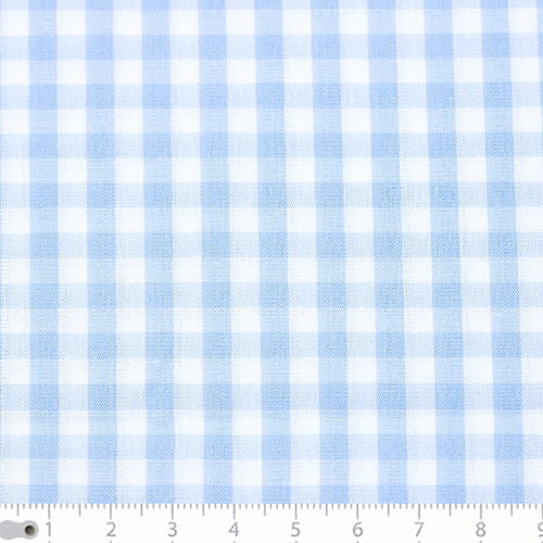 Tecido Camisaria Tricoline Fio 40 - Fio Tinto - Vichy Xadrez G - Azul Claro - 100% Algodão - Milfios Tecidos