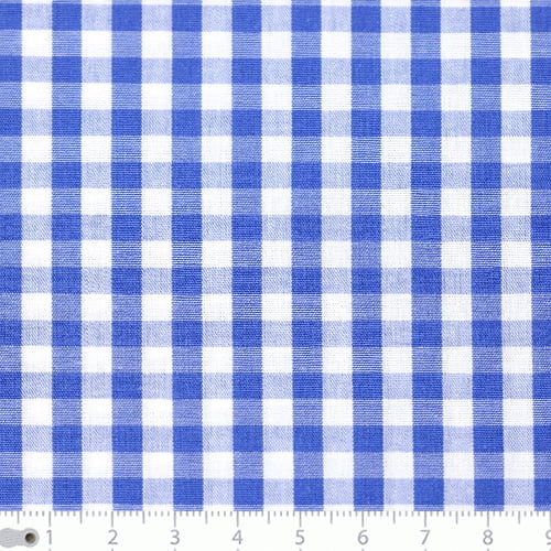 Tecido Camisaria Tricoline Fio 40 - Fio Tinto - Vichy Xadrez G - Azul Royal - 100% Algodão - Milfios Tecidos