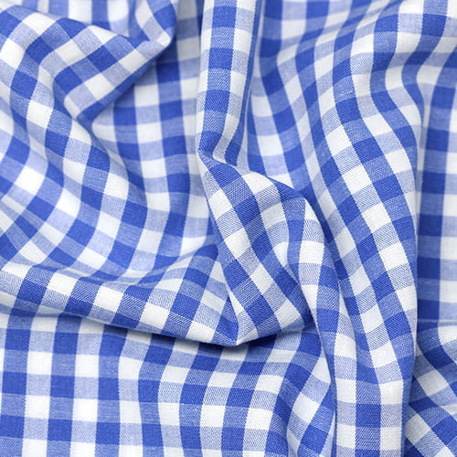 Tecido Camisaria Tricoline Fio 40 - Fio Tinto - Vichy Xadrez G - Azul Royal - 100% Algodão - Milfios Tecidos