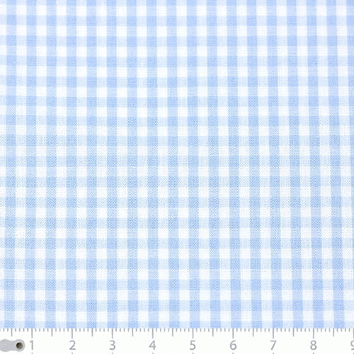 Tecido Camisaria Tricoline Fio 40 - Fio Tinto - Vichy Xadrez M - Azul Claro - 100% Algodão  - Milfios Tecidos