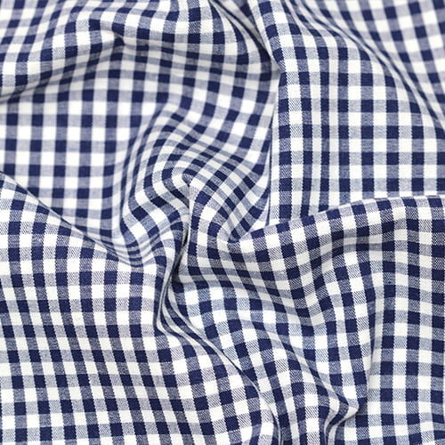 Tecido Camisaria Tricoline Fio 40 - Fio Tinto - Vichy Xadrez M - Azul Marinho - 100% Algodão  - Milfios Tecidos