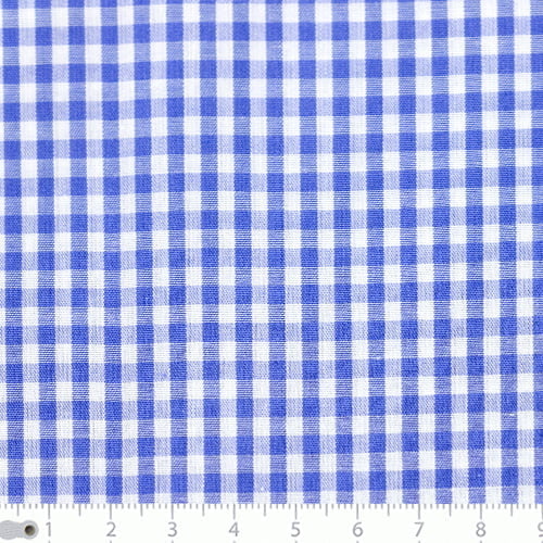 Tecido Camisaria Tricoline Fio 40 - Fio Tinto - Vichy Xadrez M - Azul Royal - 100% Algodão - Milfios Tecidos