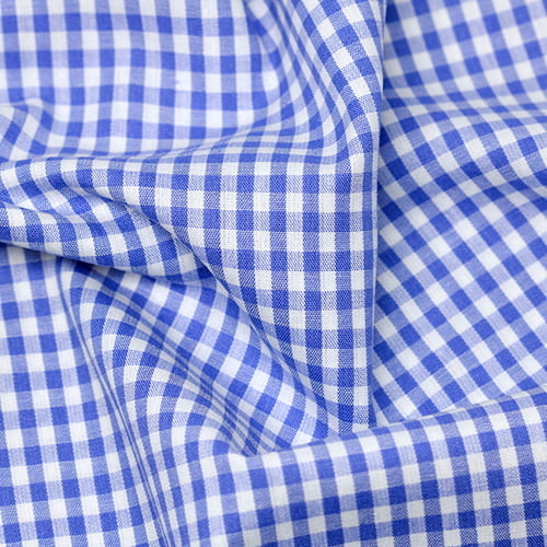 Tecido Camisaria Tricoline Fio 40 - Fio Tinto - Vichy Xadrez M - Azul Royal - 100% Algodão - Milfios Tecidos