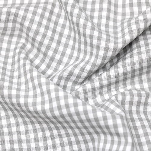 Tecido Camisaria Tricoline Fio 40 - Fio Tinto - Vichy Xadrez M - Cinza - 100% Algodão  - Milfios Tecidos