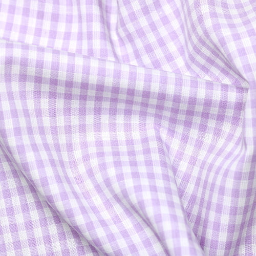 Tecido Camisaria Tricoline Fio 40 - Fio Tinto - Vichy Xadrez M - Lilás - 100% Algodão    - Milfios Tecidos