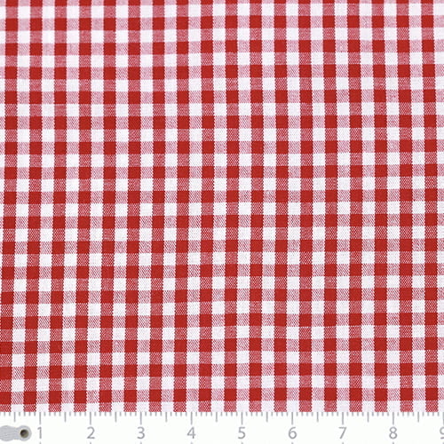 Tecido Camisaria Tricoline Fio 40 - Fio Tinto - Vichy Xadrez M - Vermelho - 100% Algodão   - Milfios Tecidos