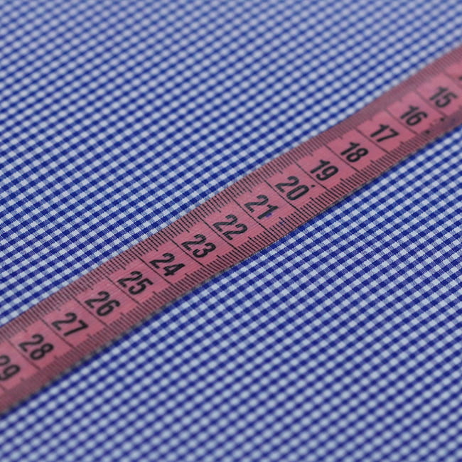 Tecido Camisaria Tricoline Fio 40 - Fio Tinto - Vichy Xadrez P - Azul Royal - 100% Algodão        - Milfios Tecidos