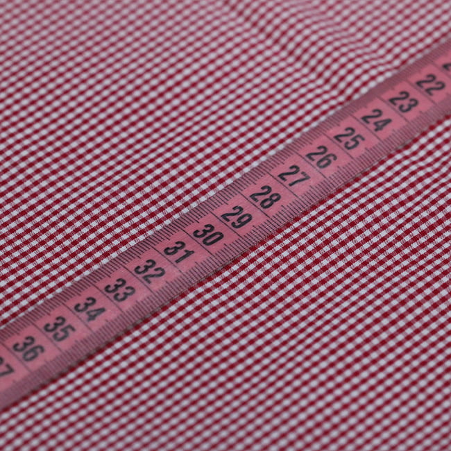 Tecido Camisaria Tricoline Fio 40 - Fio Tinto - Vichy Xadrez P - Vermelho - 100% Algodão     - Milfios Tecidos