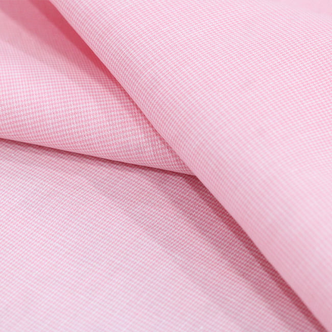 Tecido Camisaria Tricoline Fio 40 - Fio Tinto - Vichy Xadrez PP - Rosa - 100% Algodão   - Milfios Tecidos