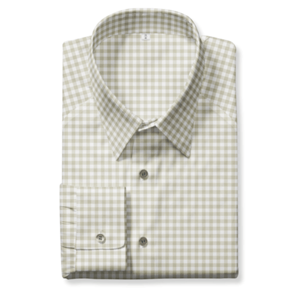 Tecido Camisaria Tricoline Fio 40 - Fio Tinto - Vichy Xadrez G - Bege - 100% Algodão - Milfios Tecidos