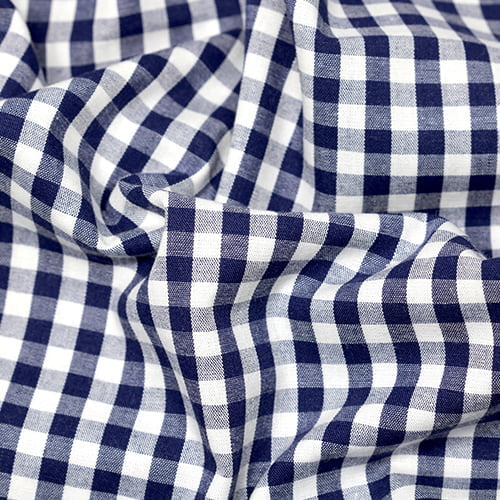 Tecido Camisaria Tricoline Fio 40 - Fio Tinto - Vichy Xadrez G - Marinho - 100% Algodão - Milfios Tecidos