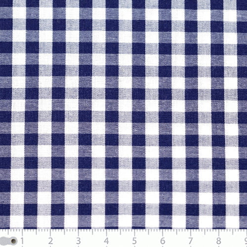 Tecido Camisaria Tricoline Fio 40 - Fio Tinto - Vichy Xadrez G - Marinho - 100% Algodão - Milfios Tecidos