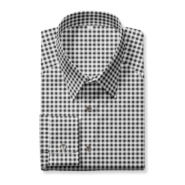 Tecido Camisaria Tricoline Fio 40 - Fio Tinto - Vichy Xadrez G - Preto - 100% Algodão - Milfios Tecidos