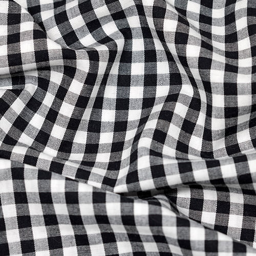 Tecido Camisaria Tricoline Fio 40 - Fio Tinto - Vichy Xadrez G - Preto - 100% Algodão - Milfios Tecidos