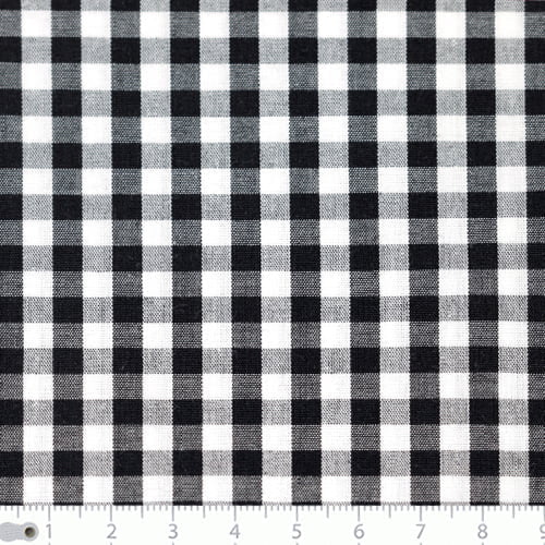Tecido Camisaria Tricoline Fio 40 - Fio Tinto - Vichy Xadrez G - Preto - 100% Algodão - Milfios Tecidos