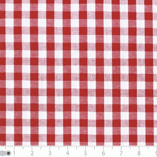 Tecido Camisaria Tricoline Fio 40 - Fio Tinto - Vichy Xadrez G - Vermelho - 100% Algodão  - Milfios Tecidos