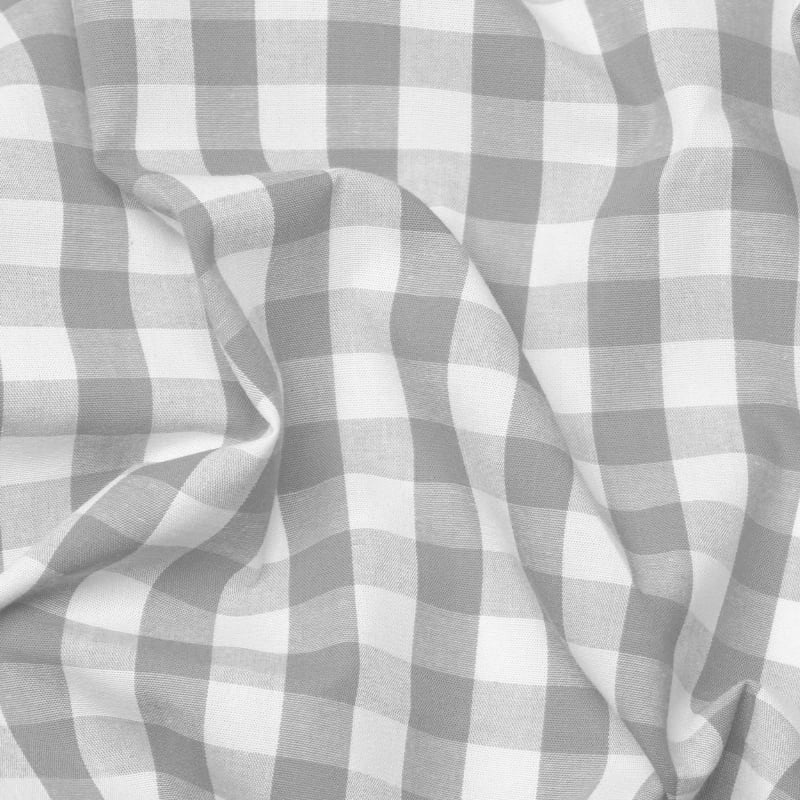 Tecido Camisaria Tricoline Fio 40 - Fio Tinto - Vichy Xadrez GG - Cinza - 100% Algodão   - Milfios Tecidos