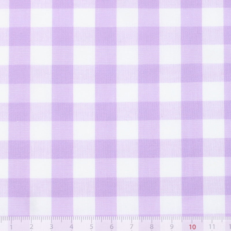 Tecido Camisaria Tricoline Fio 40 - Fio Tinto - Vichy Xadrez GG - Lílas  - 100% Algodão - Milfios Tecidos