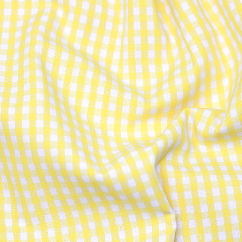 Tecido Camisaria Tricoline Fio 40 - Fio Tinto - Vichy Xadrez M - Amarelo - 100% Algodão        - Milfios Tecidos